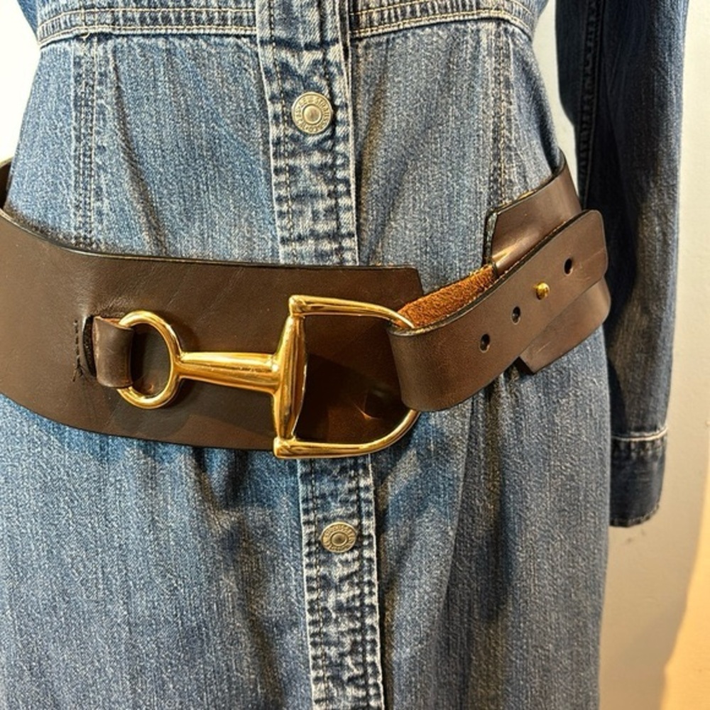 Brave Tamma bridle belt brown leather gold hardware size 32